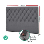 Artiss Bed Head Queen Size Fabric - CAPPI Grey - Furniture > Bedroom > Headboards