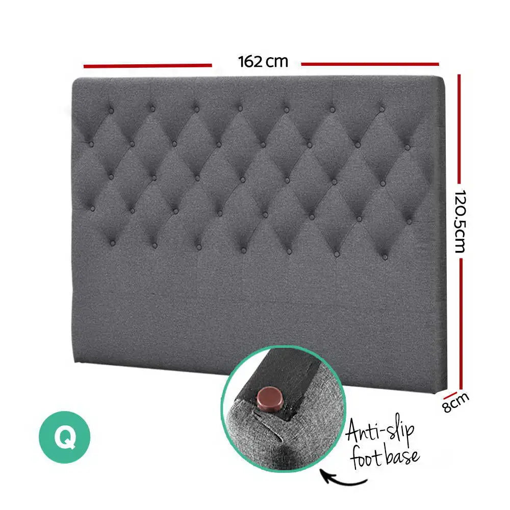 Artiss Bed Head Queen Size Fabric - CAPPI Grey - Furniture > Bedroom > Headboards