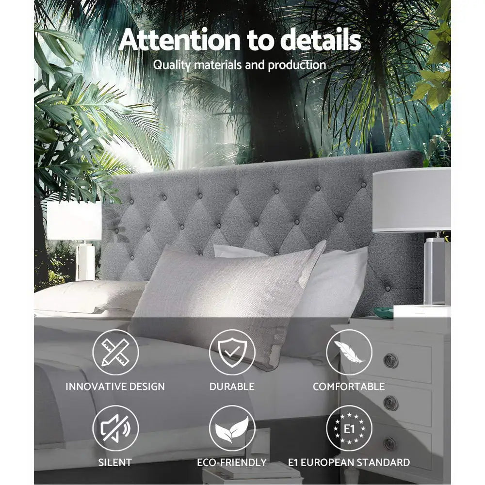 Artiss Bed Head Queen Size Fabric - CAPPI Grey - Furniture > Bedroom > Headboards