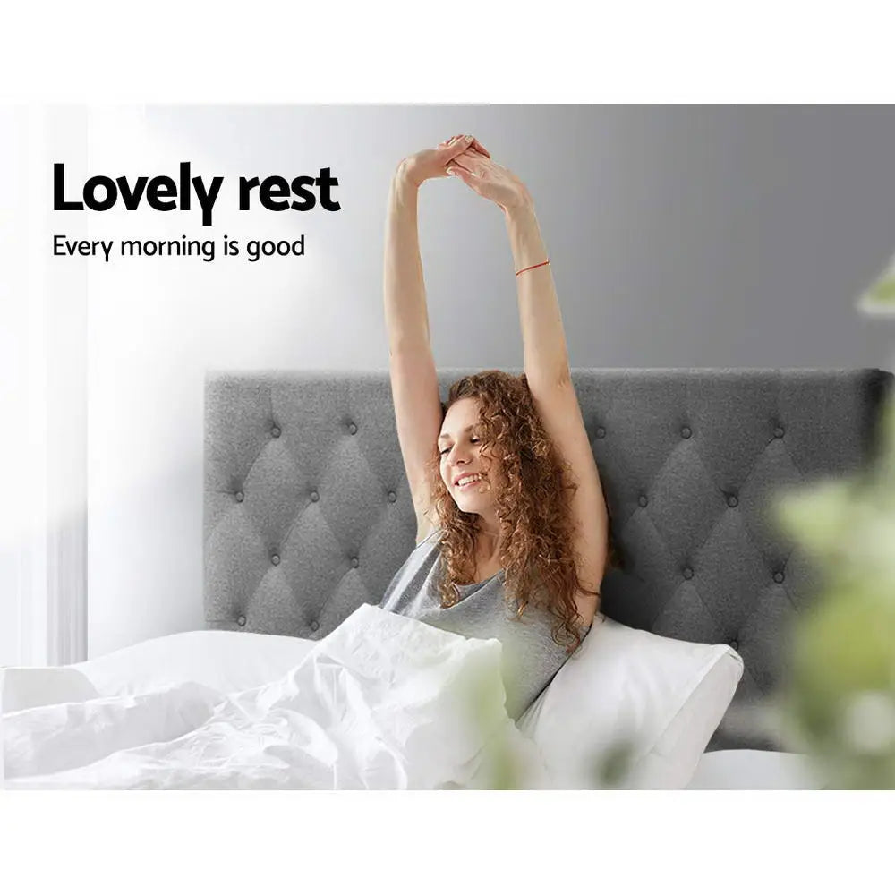 Artiss Bed Head Queen Size Fabric - CAPPI Grey - Furniture > Bedroom > Headboards