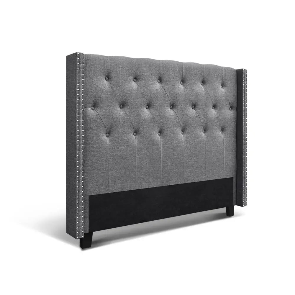 Artiss Bed Head Queen Size Fabric - LUCA Grey - Furniture > Bedroom