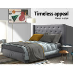 Artiss Bed Head Queen Size Fabric - LUCA Grey - Furniture > Bedroom