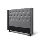 Artiss Bed Head Queen Size Fabric - LUCA Grey - Furniture > Bedroom