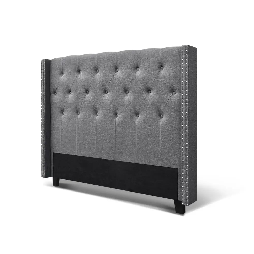 Artiss Bed Head Queen Size Fabric - LUCA Grey - Furniture > Bedroom
