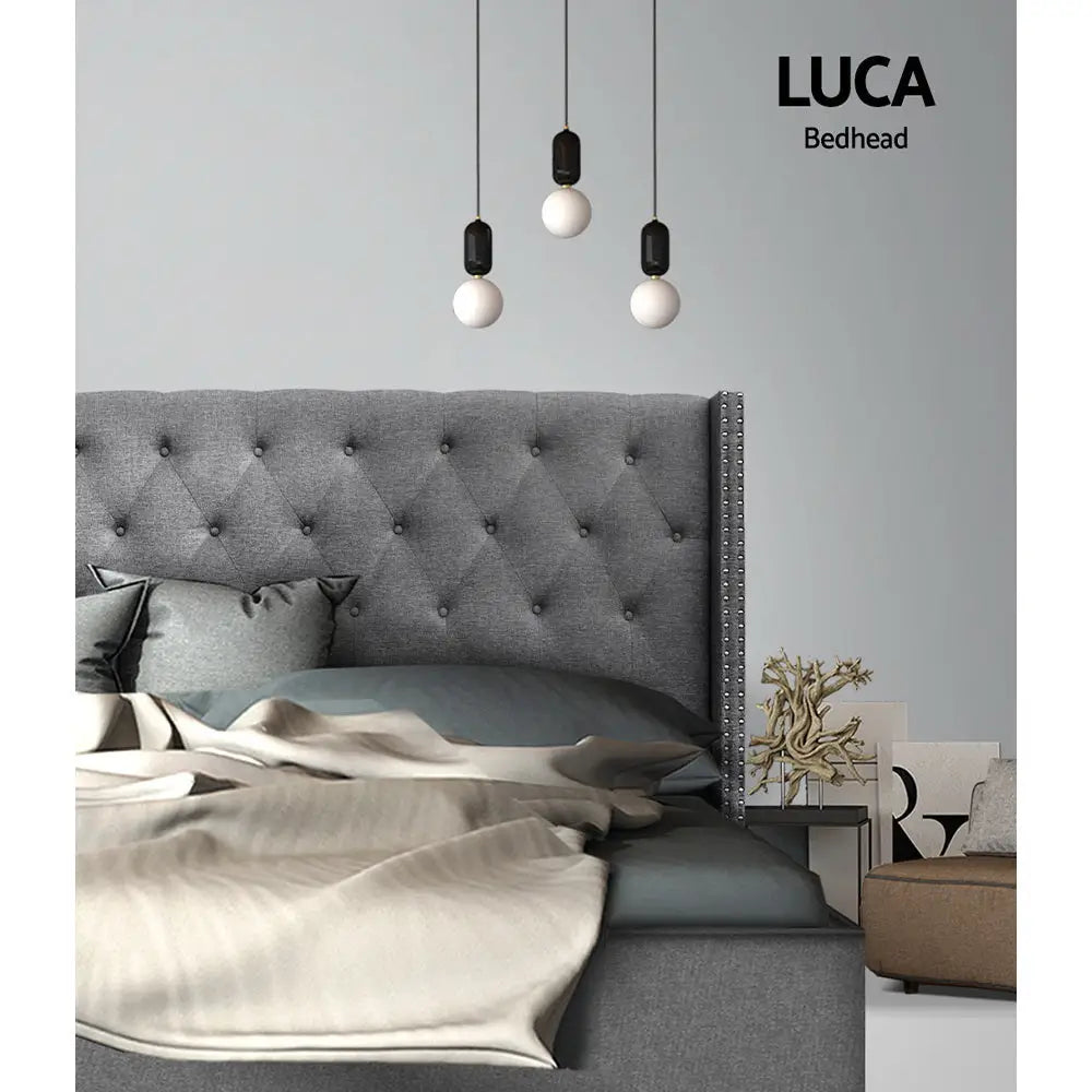 Artiss Bed Head Queen Size Fabric - LUCA Grey - Furniture > Bedroom