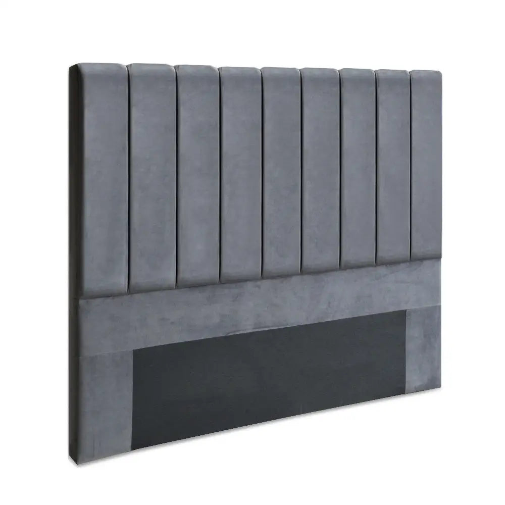 Artiss Bed Head Queen Size Velvet - VELA Grey - Furniture > Bedroom