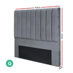 Artiss Bed Head Queen Size Velvet - VELA Grey - Furniture > Bedroom