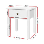 Artiss Bedside Table 1 Drawer - BOW White - Furniture > Bedroom
