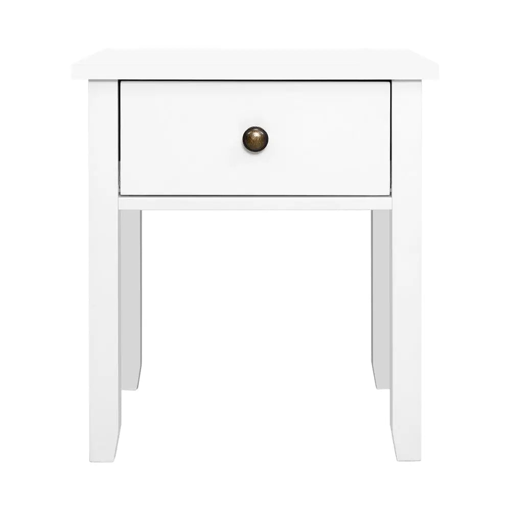 Artiss Bedside Table 1 Drawer - BOW White - Furniture > Bedroom