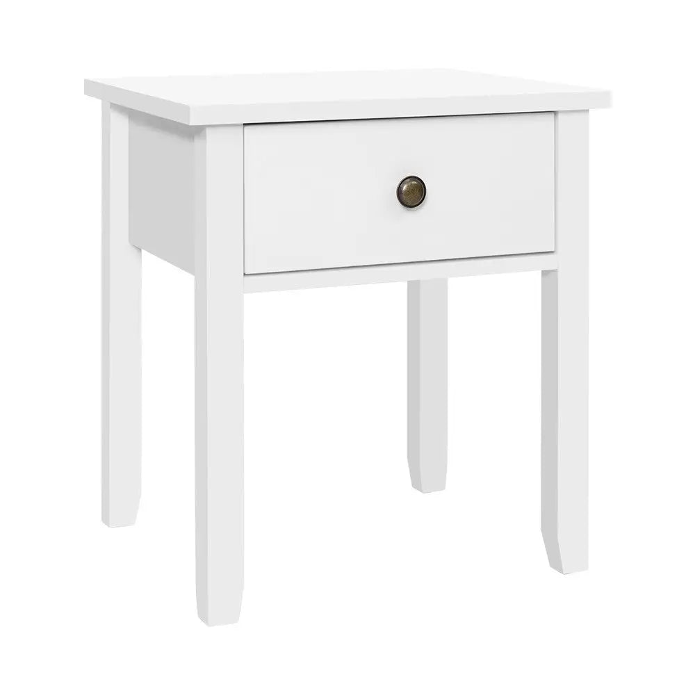 Artiss Bedside Table 1 Drawer - BOW White - Furniture > Bedroom