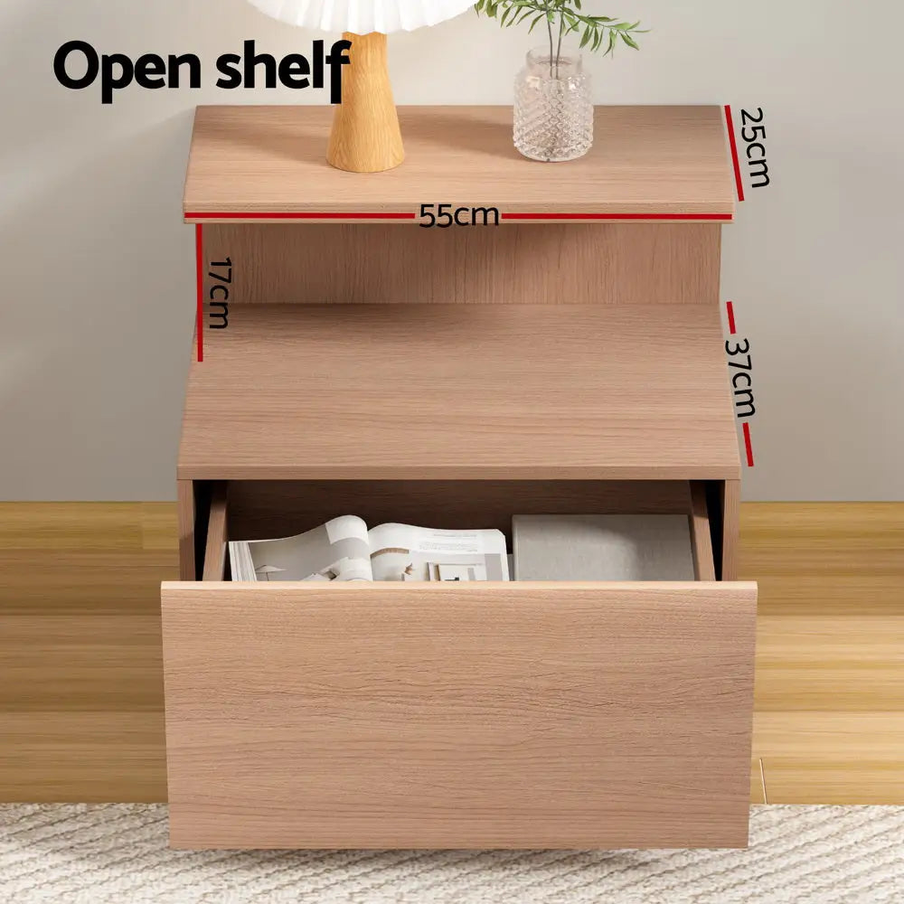 Artiss Bedside Table 1 Drawer - Pine - Furniture > Bedroom > Bedside Tables
