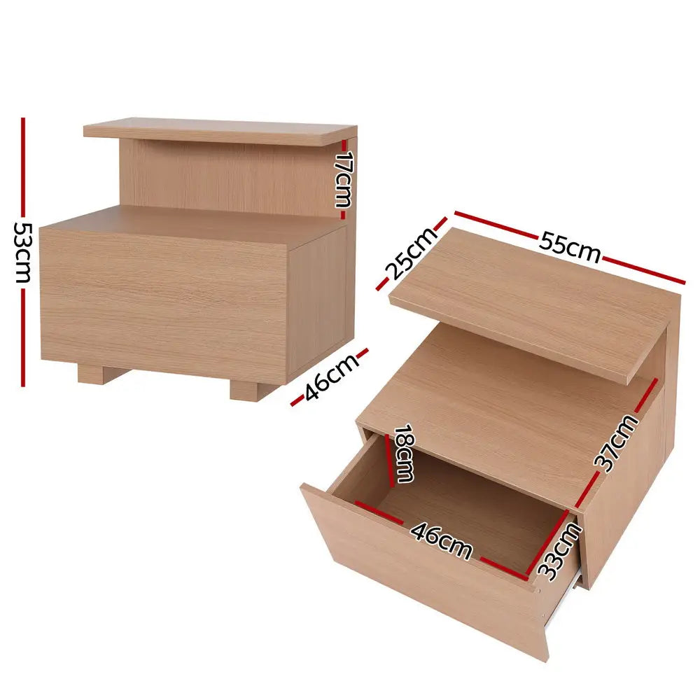 Artiss Bedside Table 1 Drawer - Pine - Furniture > Bedroom > Bedside Tables