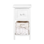 Artiss Bedside Table 1 Drawer with Basket Rustic White X2 - Furniture > Bedroom