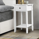 Artiss Bedside Table 1 Drawer with Shelf - BOWIE White - Furniture > Bedroom