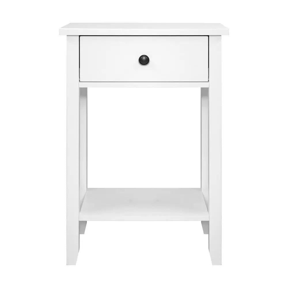 Artiss Bedside Table 1 Drawer with Shelf - BOWIE White - Furniture > Bedroom