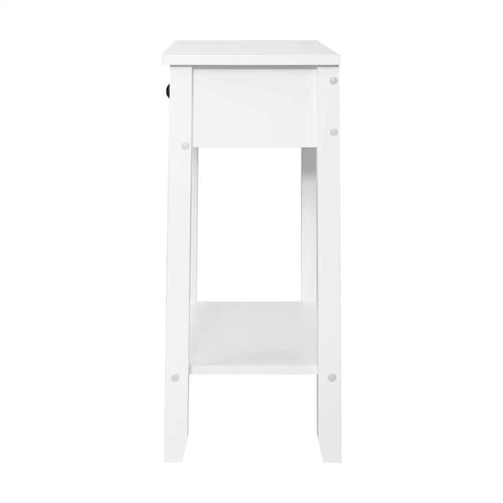 Artiss Bedside Table 1 Drawer with Shelf - BOWIE White - Furniture > Bedroom