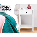 Artiss Bedside Table 1 Drawer with Shelf - BOWIE White - Furniture > Bedroom