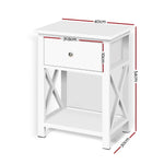 Artiss Bedside Table 1 Drawer with Shelf - EMMA White - Furniture > Bedroom