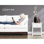 Artiss Bedside Table 1 Drawer with Shelf - EMMA White - Furniture > Bedroom