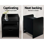 Artiss Bedside Table 1 Drawer with Shelf - FARA Black - Furniture > Bedroom