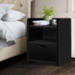 Artiss Bedside Table 1 Drawer with Shelf - FARA Black - Furniture > Bedroom