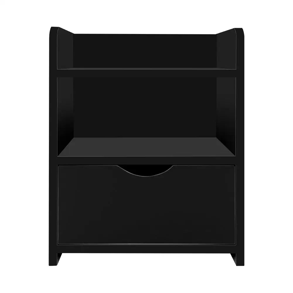Artiss Bedside Table 1 Drawer with Shelf - FARA Black - Furniture > Bedroom