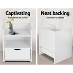 Artiss Bedside Table 1 Drawer with Shelf - FARA White - Furniture > Bedroom