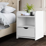 Artiss Bedside Table 1 Drawer with Shelf - FARA White - Furniture > Bedroom