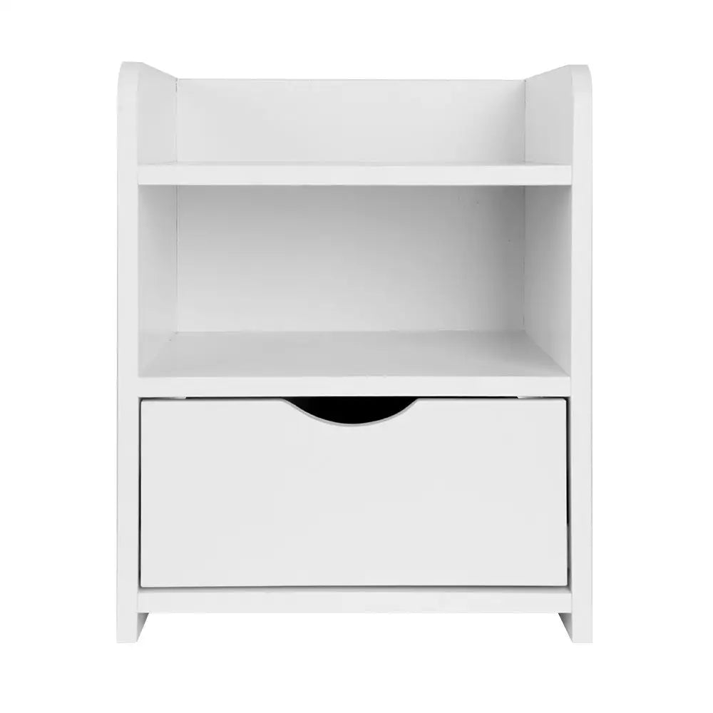 Artiss Bedside Table 1 Drawer with Shelf - FARA White - Furniture > Bedroom