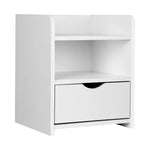 Artiss Bedside Table 1 Drawer with Shelf - FARA White - Furniture > Bedroom
