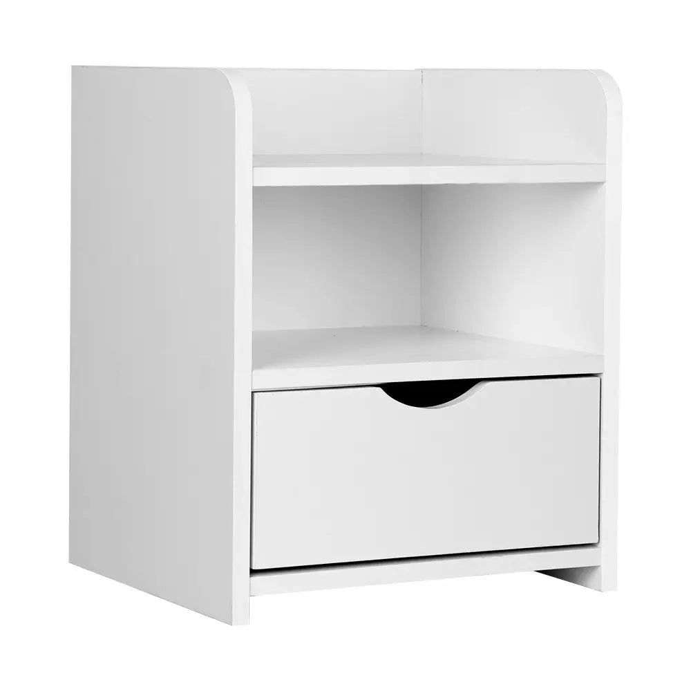 Artiss Bedside Table 1 Drawer with Shelf - FARA White - Furniture > Bedroom