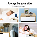 Artiss Bedside Table 1 Drawer with Shelf - IKER White & Oak - Furniture > Bedroom