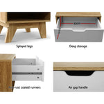 Artiss Bedside Table 1 Drawer with Shelf - IKER White & Oak - Furniture > Bedroom