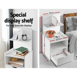 Artiss Bedside Table 1 Drawer with Shelves - EVERMORE White - Furniture > Bedroom