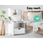 Artiss Bedside Table 1 Drawer with Shelves - EVERMORE White - Furniture > Bedroom