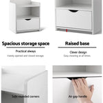 Artiss Bedside Table 1 Drawer with Shelves - EVERMORE White - Furniture > Bedroom