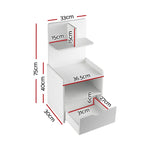 Artiss Bedside Table 1 Drawer with Shelves - EVERMORE White - Furniture > Bedroom