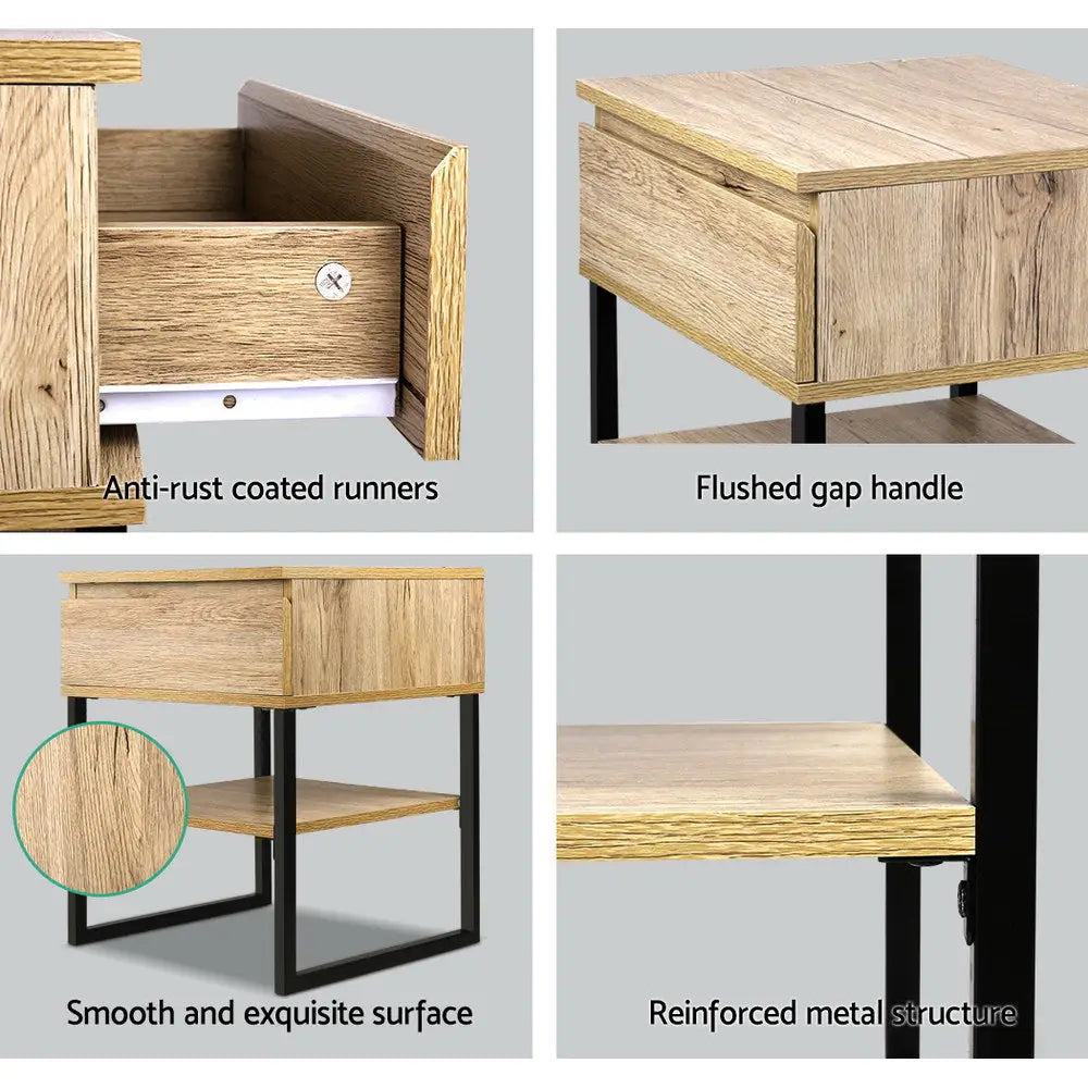 Artiss Bedside Table 1 Drawers with Shelf - CASEY - Furniture > Bedroom