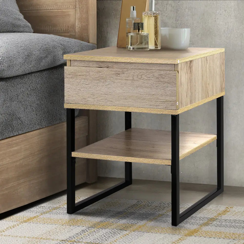 Artiss Bedside Table 1 Drawers with Shelf - CASEY - Furniture > Bedroom