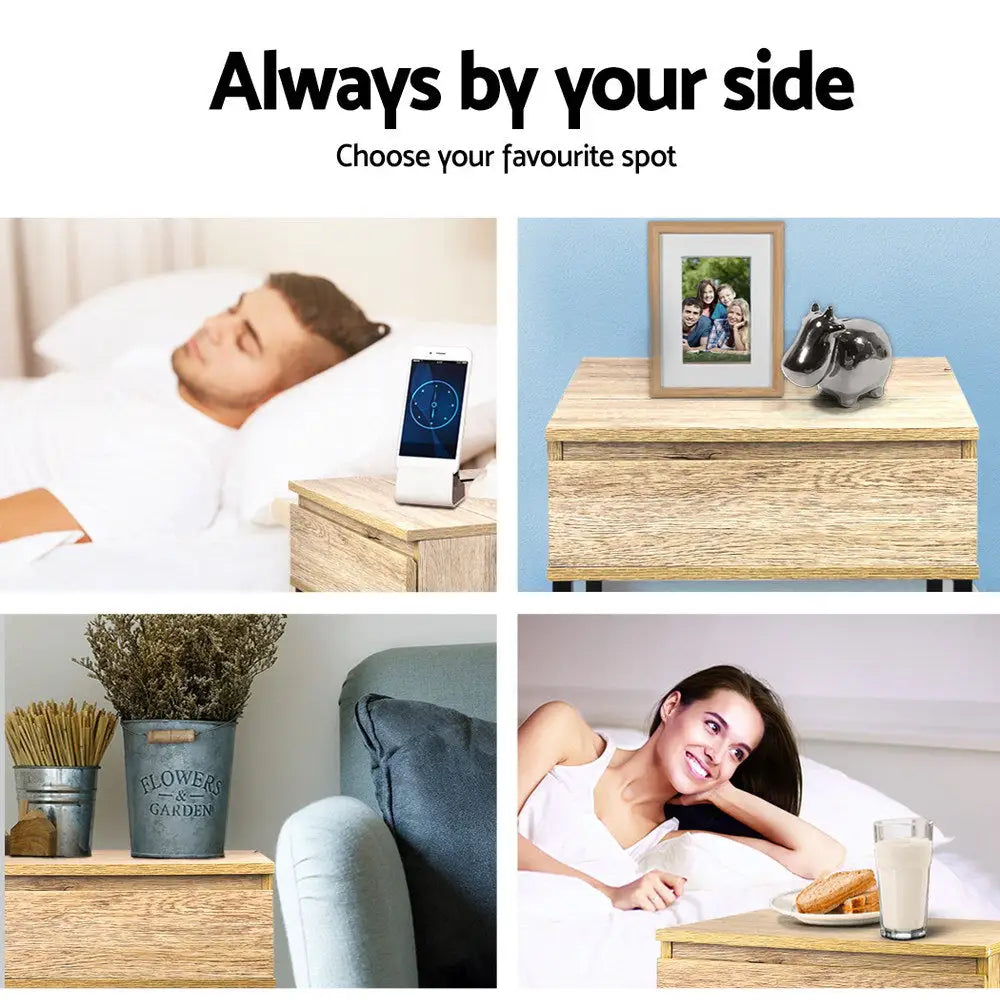 Artiss Bedside Table 1 Drawers with Shelf - CASEY - Furniture > Bedroom