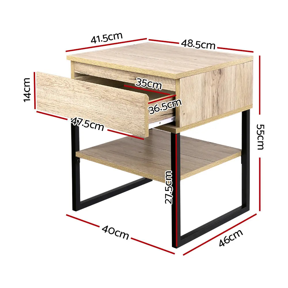 Artiss Bedside Table 1 Drawers with Shelf - CASEY - Furniture > Bedroom