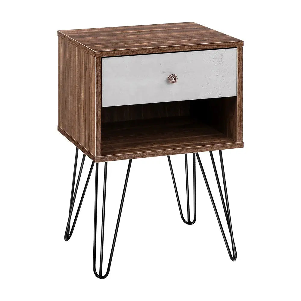 Artiss Bedside Table 1 Drawers with Shelf - LARS - Furniture > Bedroom