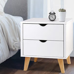 Artiss Bedside Table 2 Drawers - ANDERS White - Furniture > Bedroom > Bedside Tables
