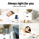 Artiss Bedside Table 2 Drawers - ANDERS White - Furniture > Bedroom > Bedside Tables
