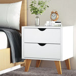 Artiss Bedside Table 2 Drawers - ANDERS White - Furniture > Bedroom > Bedside Tables