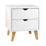 Artiss Bedside Table 2 Drawers - ANDERS White - Furniture > Bedroom > Bedside Tables