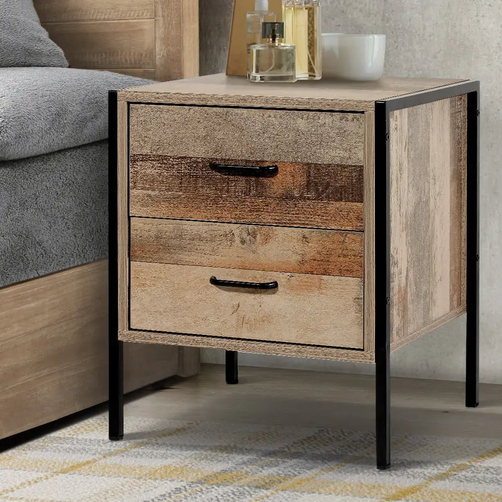 Artiss Bedside Table 2 Drawers - BARNLY - Furniture > Bedroom