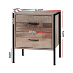 Artiss Bedside Table 2 Drawers - BARNLY - Furniture > Bedroom