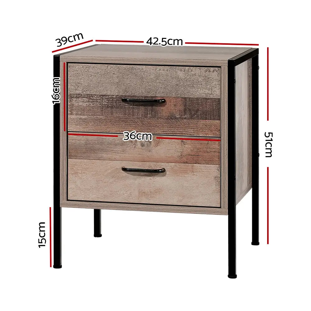 Artiss Bedside Table 2 Drawers - BARNLY - Furniture > Bedroom