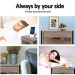 Artiss Bedside Table 2 Drawers - BARNLY - Furniture > Bedroom